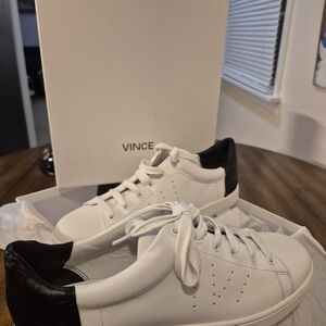 Vince Varin White Black Leather Sneakers